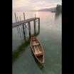 Hemmenhofen, Ruderboot im Abendlicht
