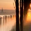 Moos, Sonnenaufgang am Hafen und Radolfzeller Münster