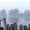 Unteruhldingen, Pfahlbauten im Nebel
