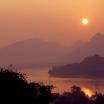 Laos, Abendsonne über dem Mekong
